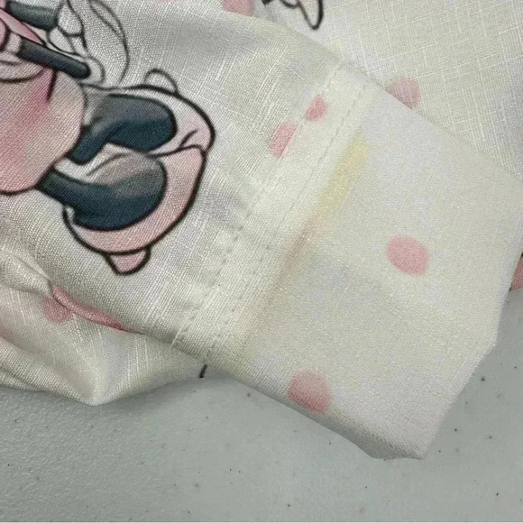 Minnie Mouse Women’s Long Sleeve White Pink Polka Dots Polyester Blouse Size M - Picture 7 of 10